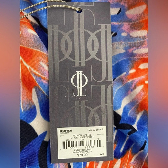 JENNIFER LOPEZ XS Paradise Palms Tropical Off-Shoulder Sun-Kissed Style Dress - Picture 9 of 12